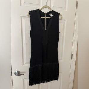 Black petite bandage dress.